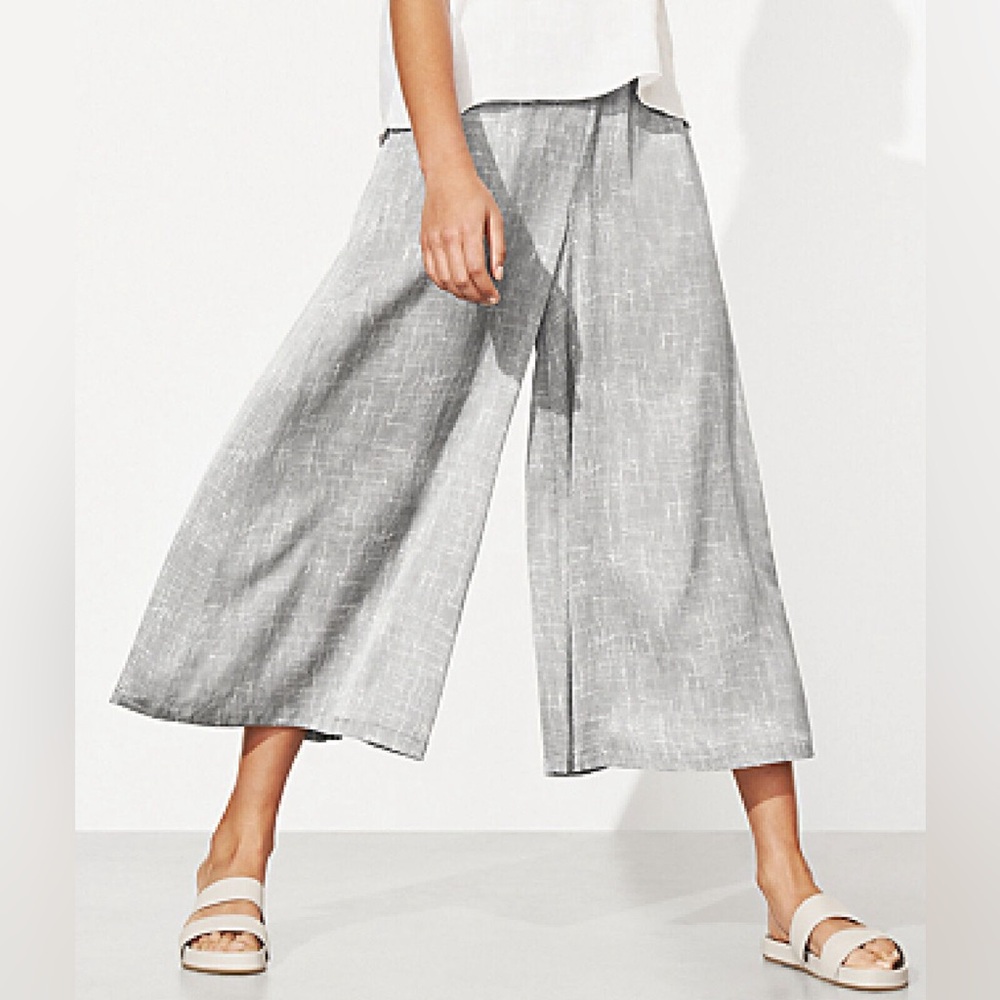 EILEEN FISHER NWOT Drift Silk Organic Cotton Culotte Pant in Light Zinc